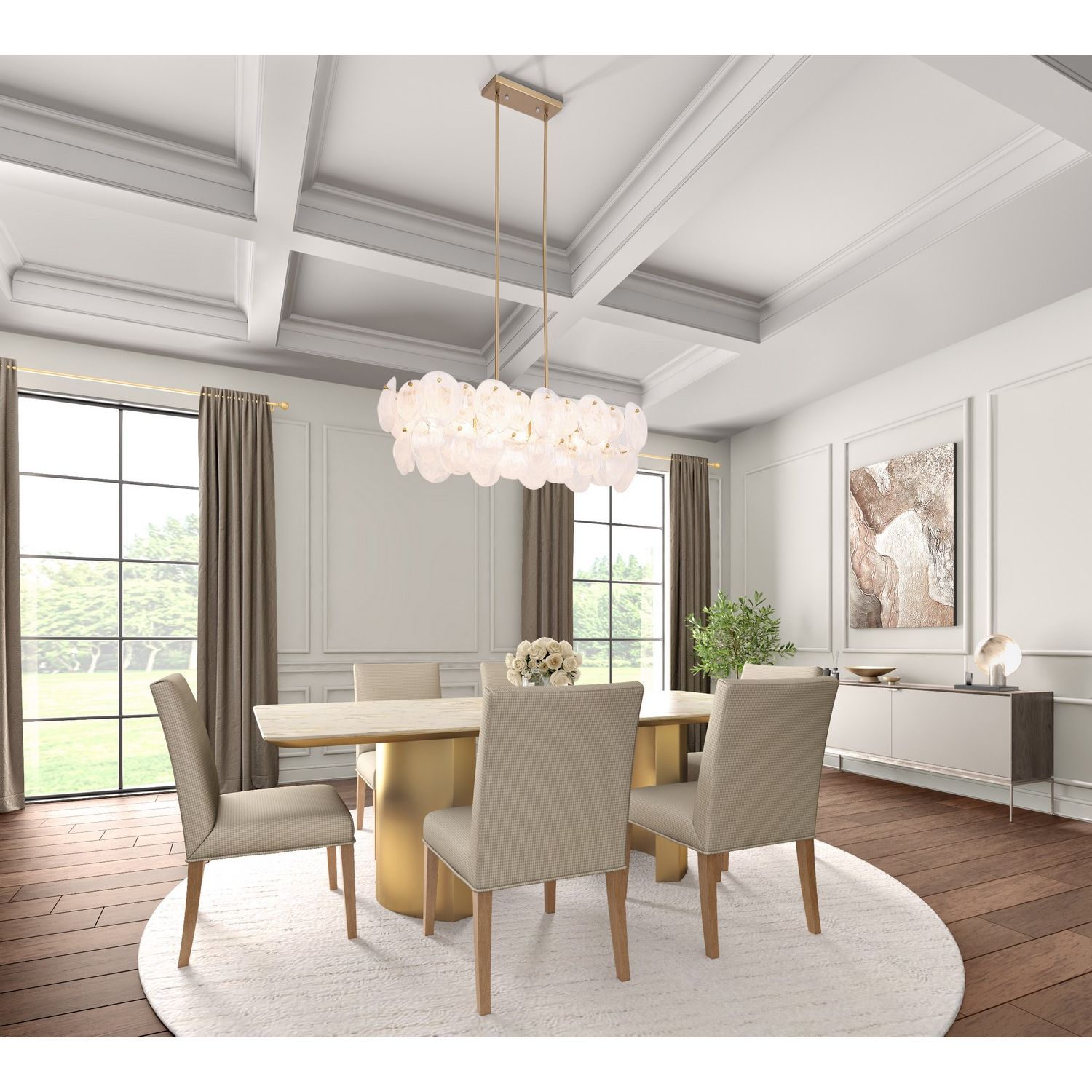 Artcraft Canada - AC12217BR - Île aux Sept Lumières Suspension - Lily - Laiton brossé