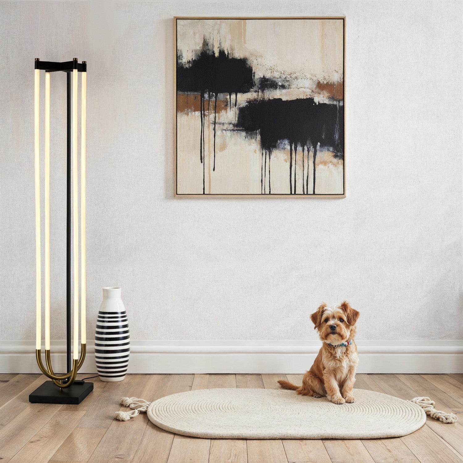 Artcraft Canada - AC6816BK - LED Floor Lamp - Cascata - Black, Brushed Brass