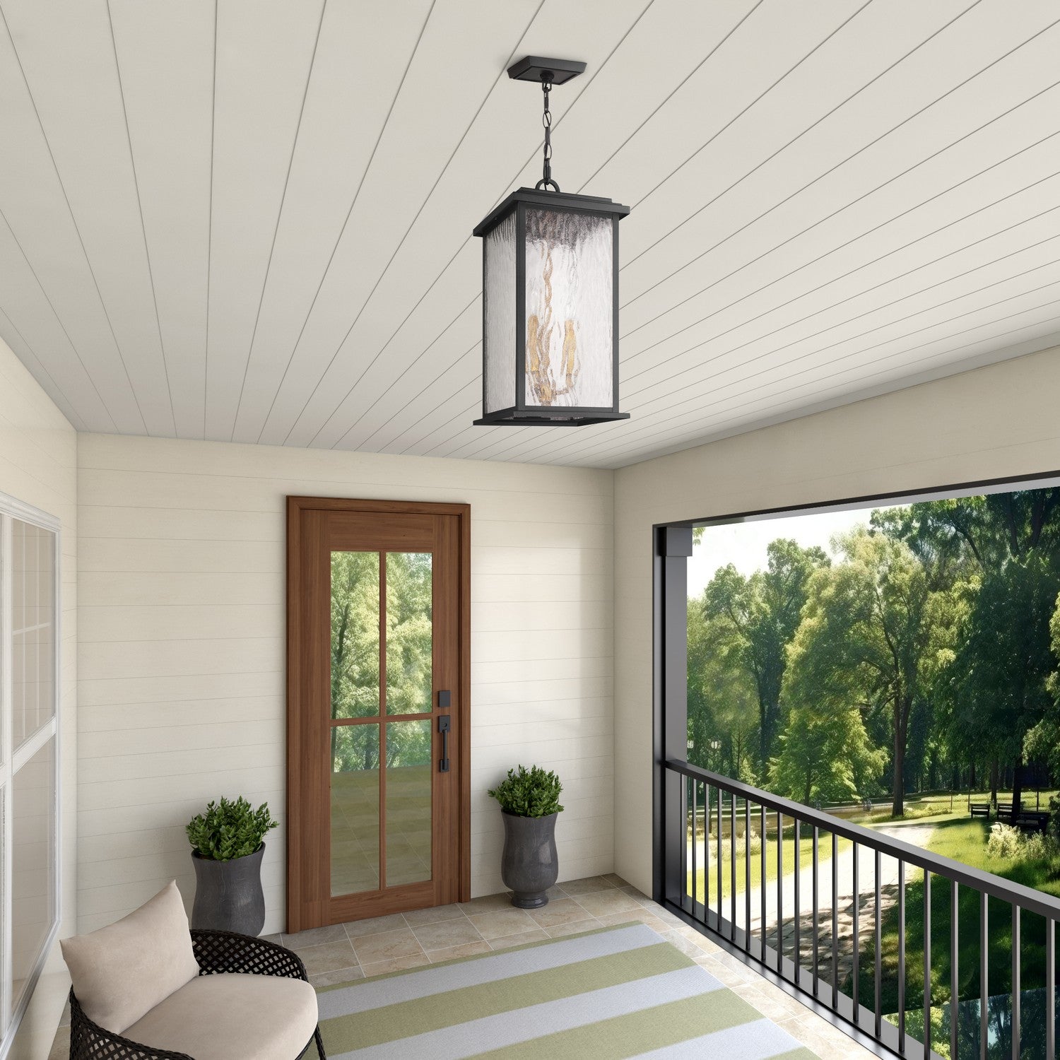 Artcraft Canada - AC9275BK - Three Light Outdoor Pendant - Estate - Black, Brass