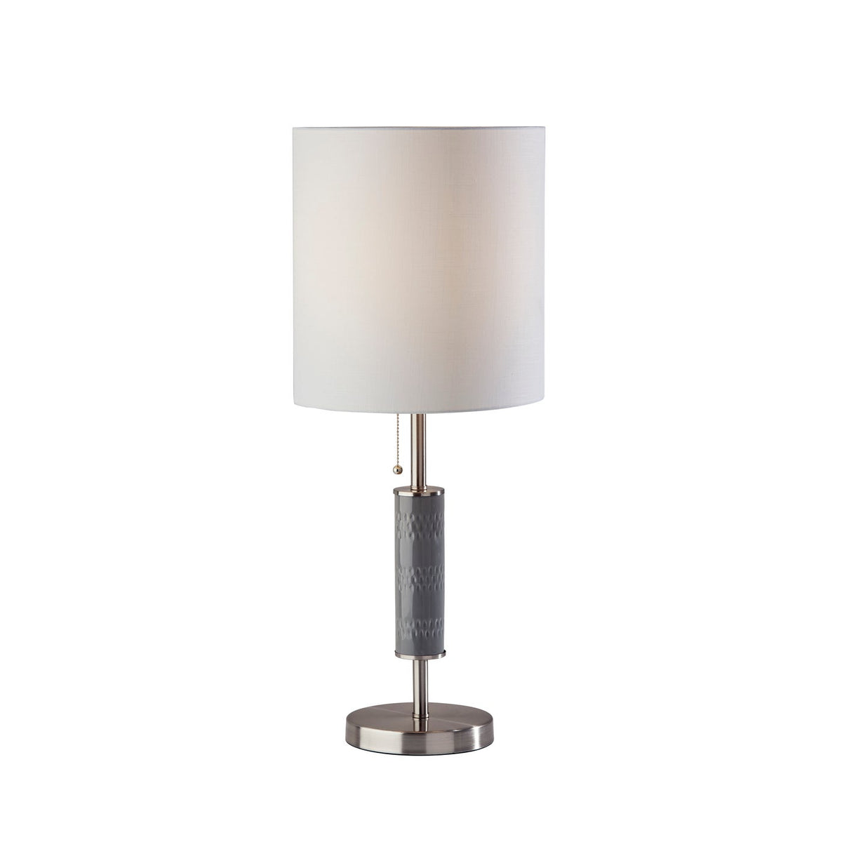 Adesso Home - 1595-22 - Table Lamp - Vanessa - Brushed Steel W. Textured Grey Ceramic