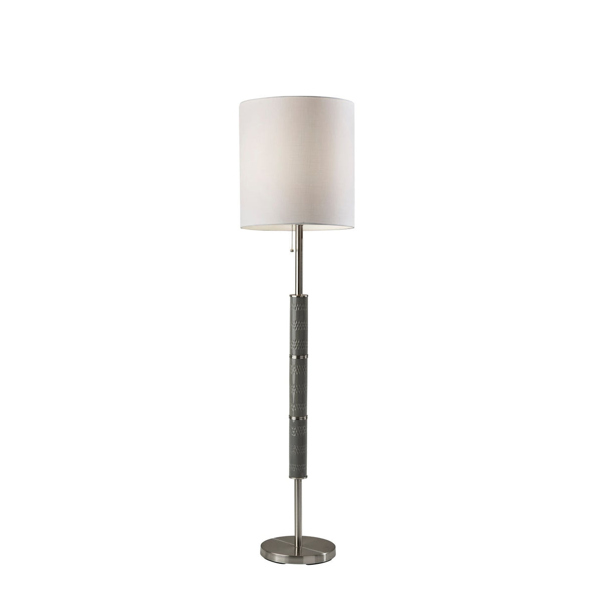 Adesso Home - 1596-22 - Floor Lamp - Vanessa - Brushed Steel W. Textured Grey Ceramic