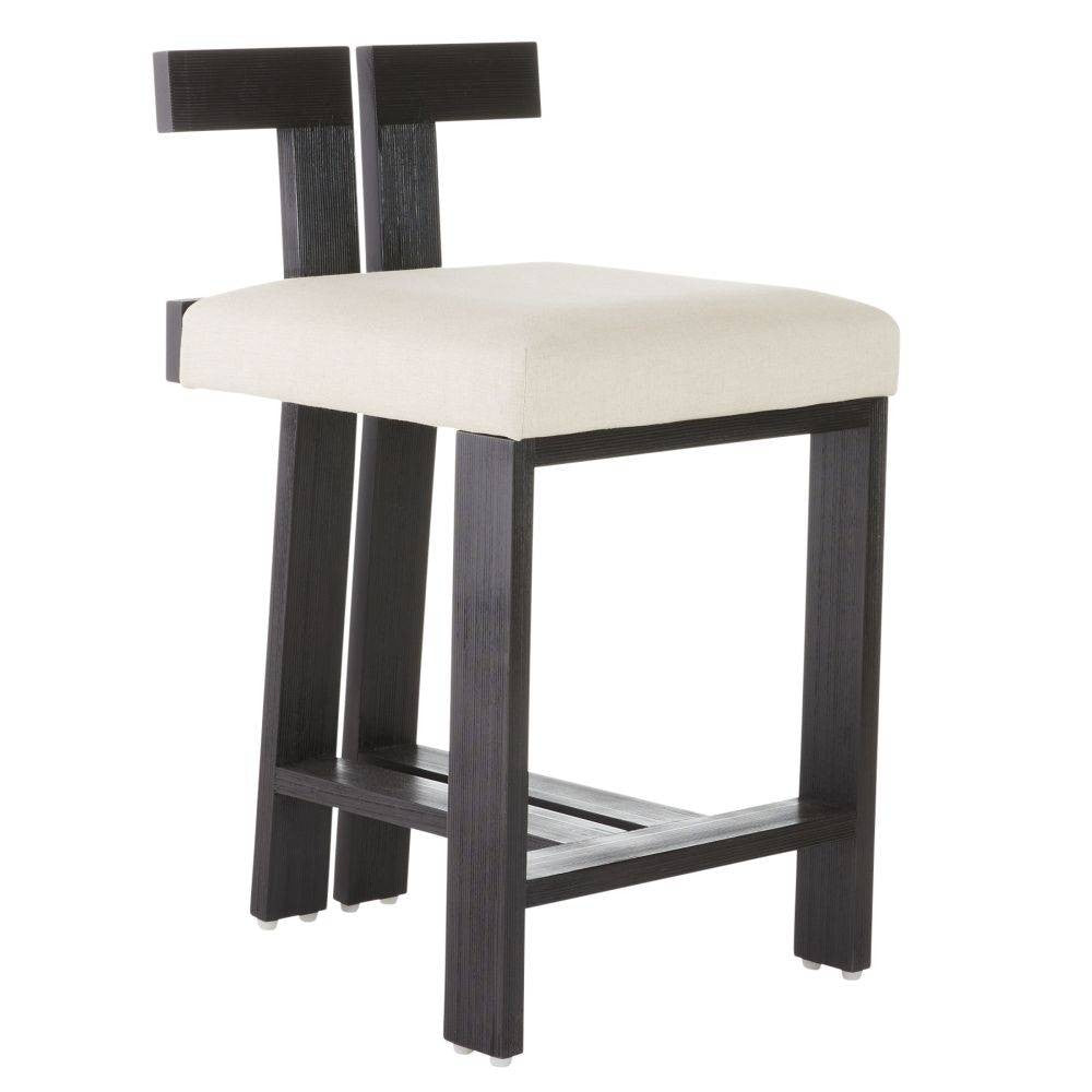 Arteriors - FSI15 - Tabouret de bar - Enola - Naturel/Ébène/Laiton antique