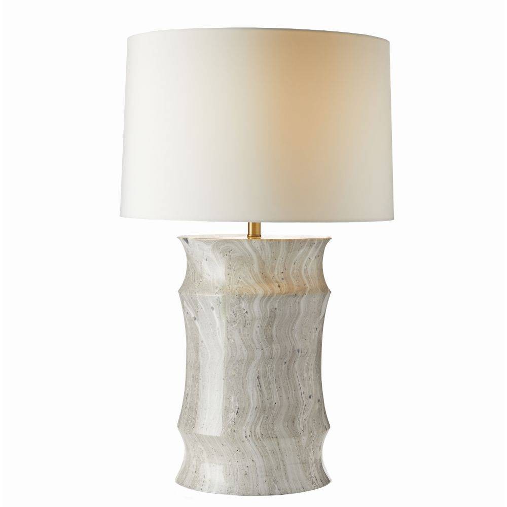 Arteriors - PTS13-SH037 - Une lumière Lampe de table - Destin - Tempête de lune/Laiton antique/Blanc cassé/Blanc cassé