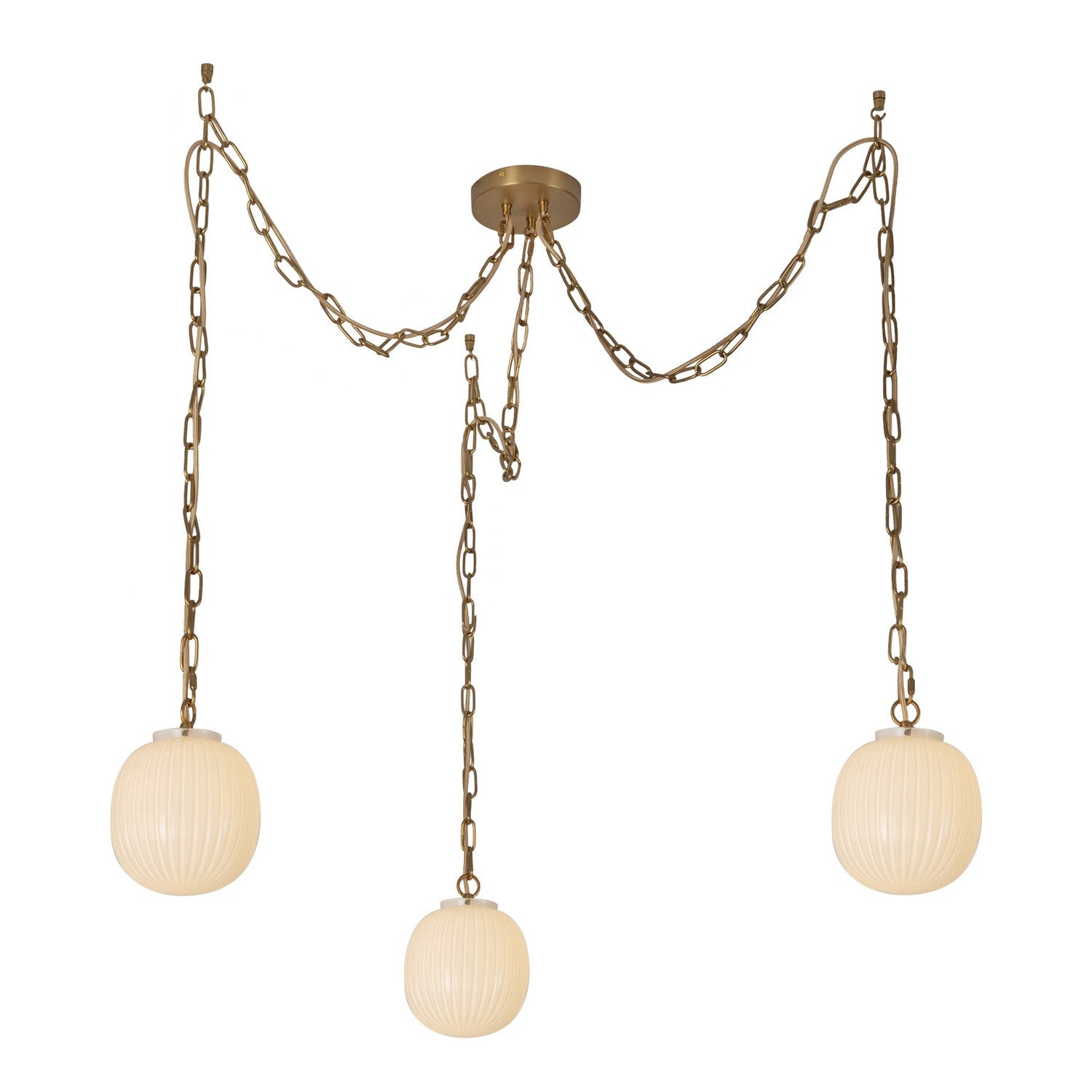 Alora Canada - MP579707BGGR - Three Light Pendant - Cherise - Brushed Gold/Glossy Ribbed Opal Glass