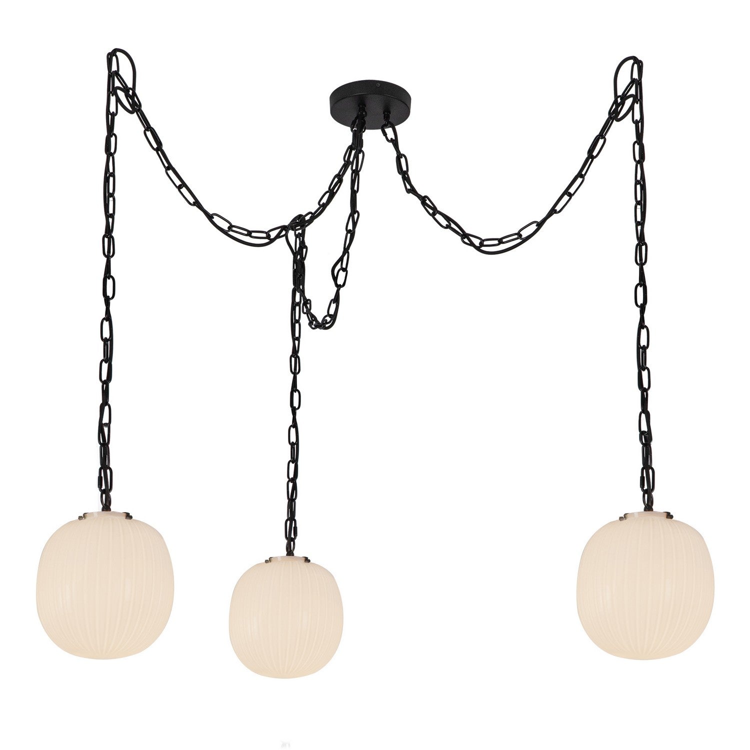 Alora Canada - MP579712MBGR - Three Light Pendant - Cherise - Matte Black/Glossy Ribbed Opal Glass