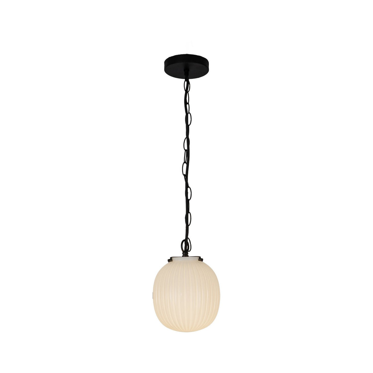 Alora Canada - PD579107MBGR - One Light Pendant - Cherise - Matte Black/Glossy Ribbed Opal Glass