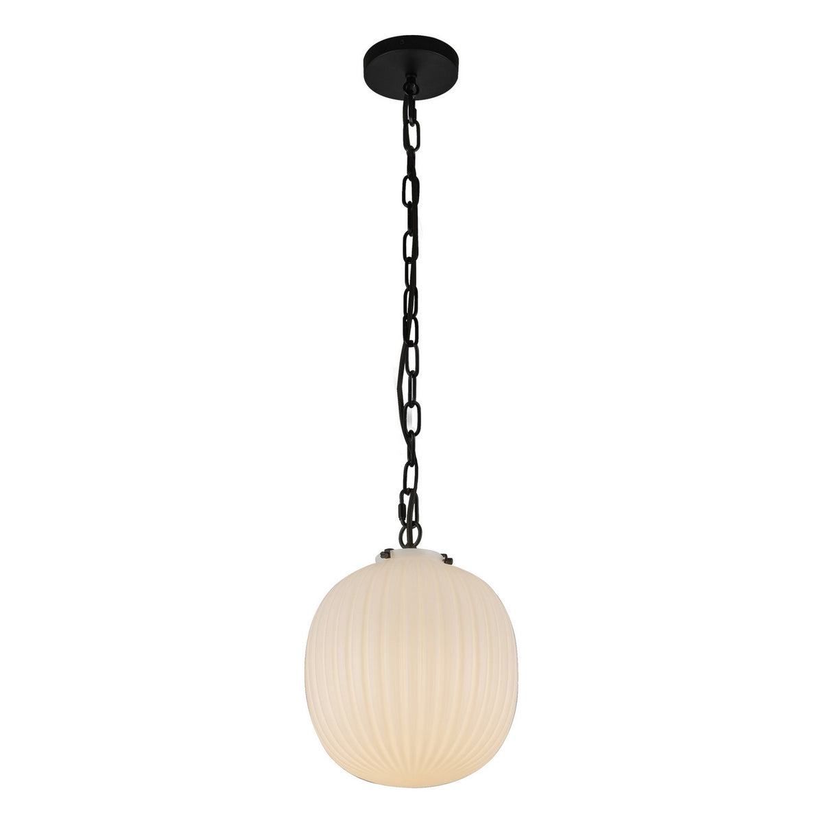 Alora Canada - PD579112MBGR - One Light Pendant - Cherise - Matte Black/Glossy Ribbed Opal Glass