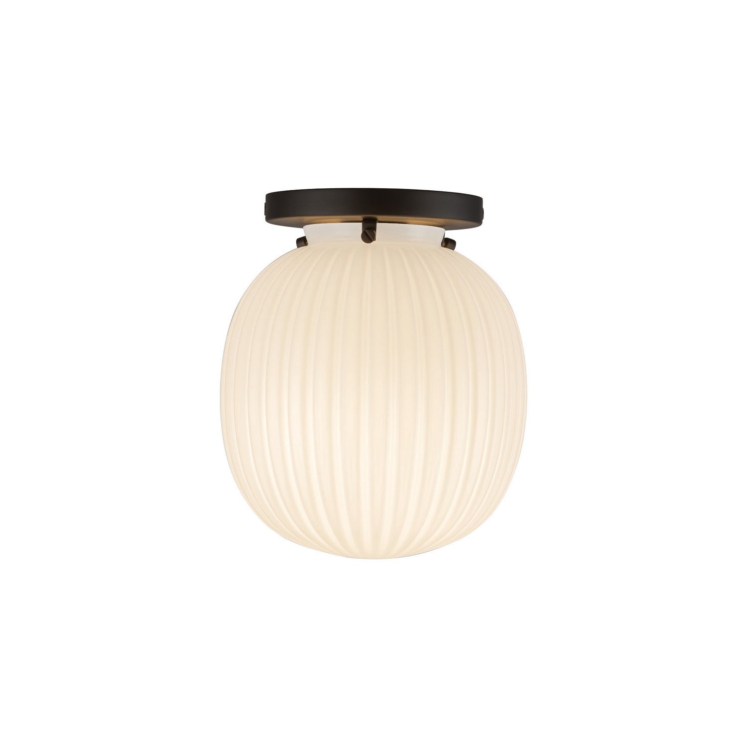 Alora Canada - SF579107MBGR - One Light Semi-Flush Mount - Cherise - Matte Black/Glossy Ribbed Opal Glass