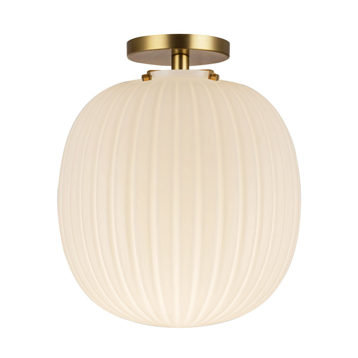 Alora Canada - SF579112BGGR - One Light Semi-Flush Mount - Cherise - Brushed Gold/Glossy Ribbed Opal Glass