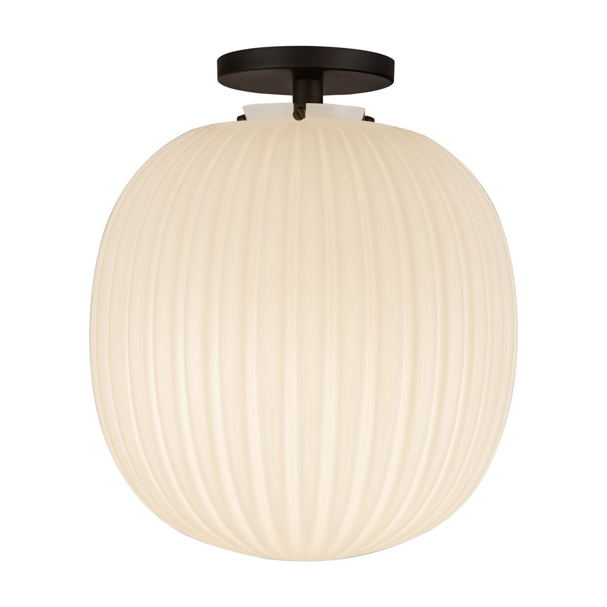 Alora Canada - SF579112MBGR - One Light Semi-Flush Mount - Cherise - Matte Black/Glossy Ribbed Opal Glass