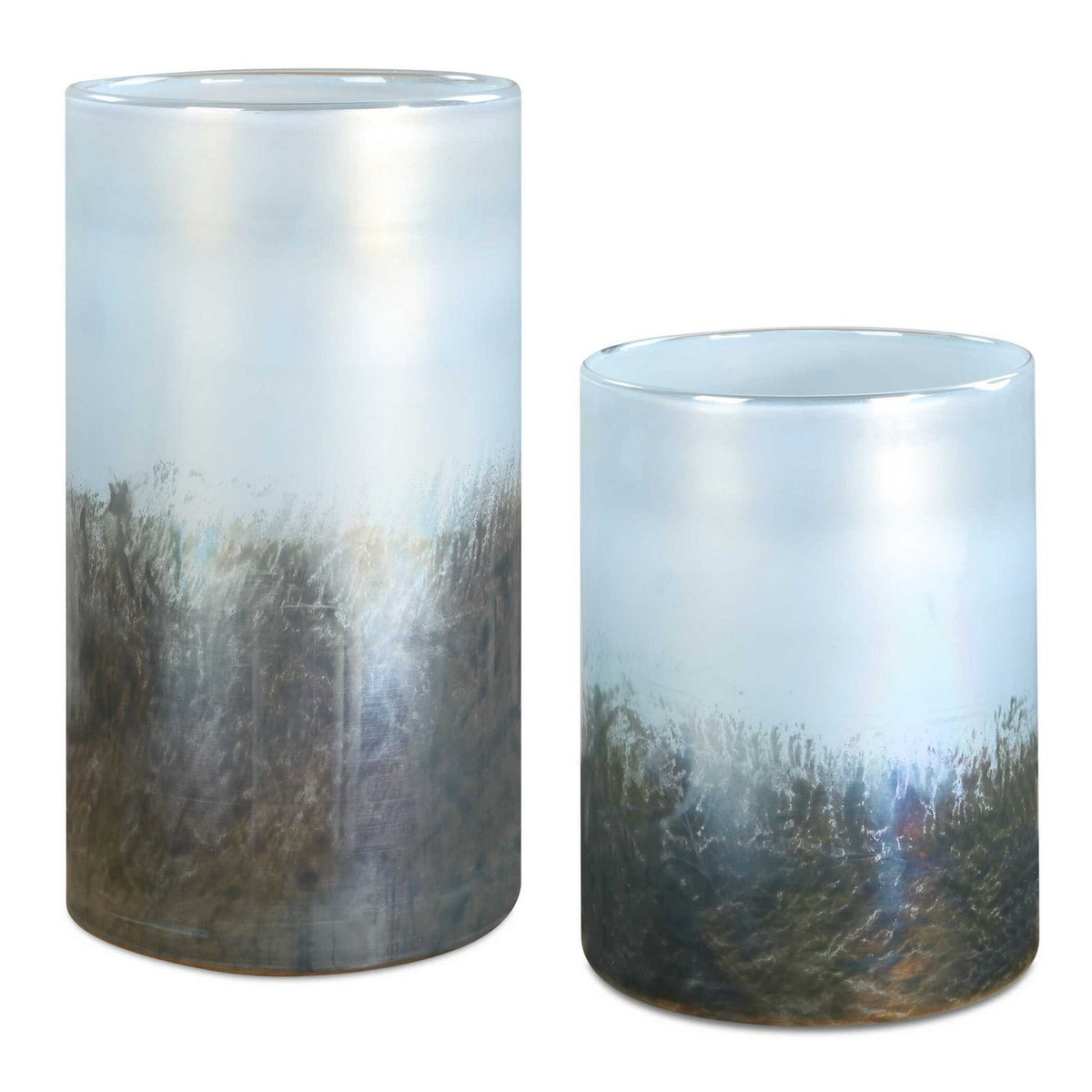 Uttermost - 18253 - Ensemble de 2 vases - Minuit - Bleu à argent