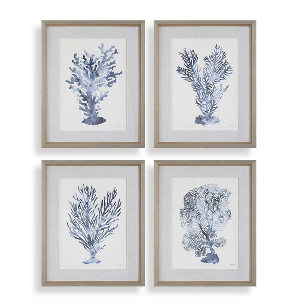 Shibori Coral Framed Prints, Set/4