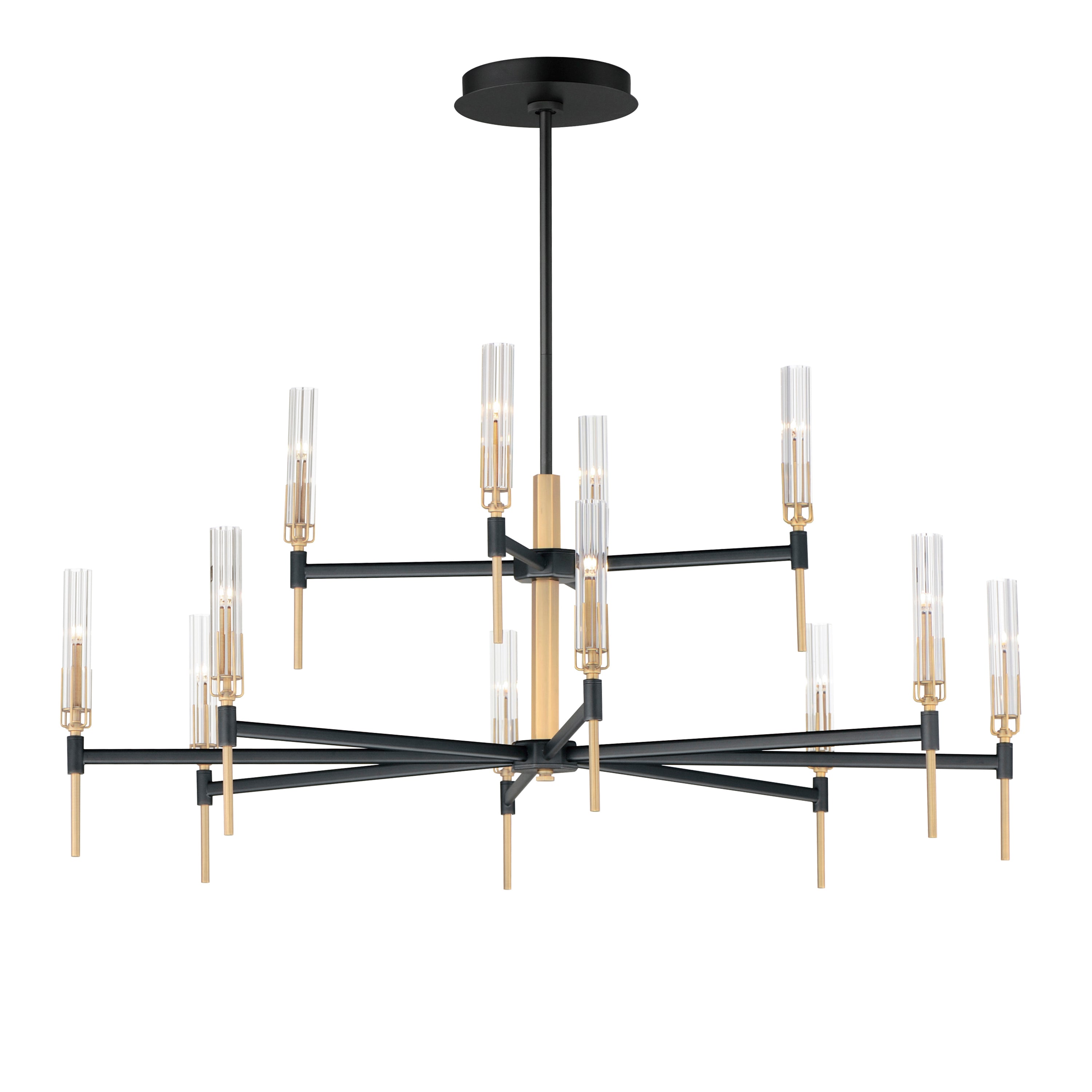 Maxim Lighting 16129CLBKAB Flambeau 2-Tier LED Chandelier in Black / Antique Brass