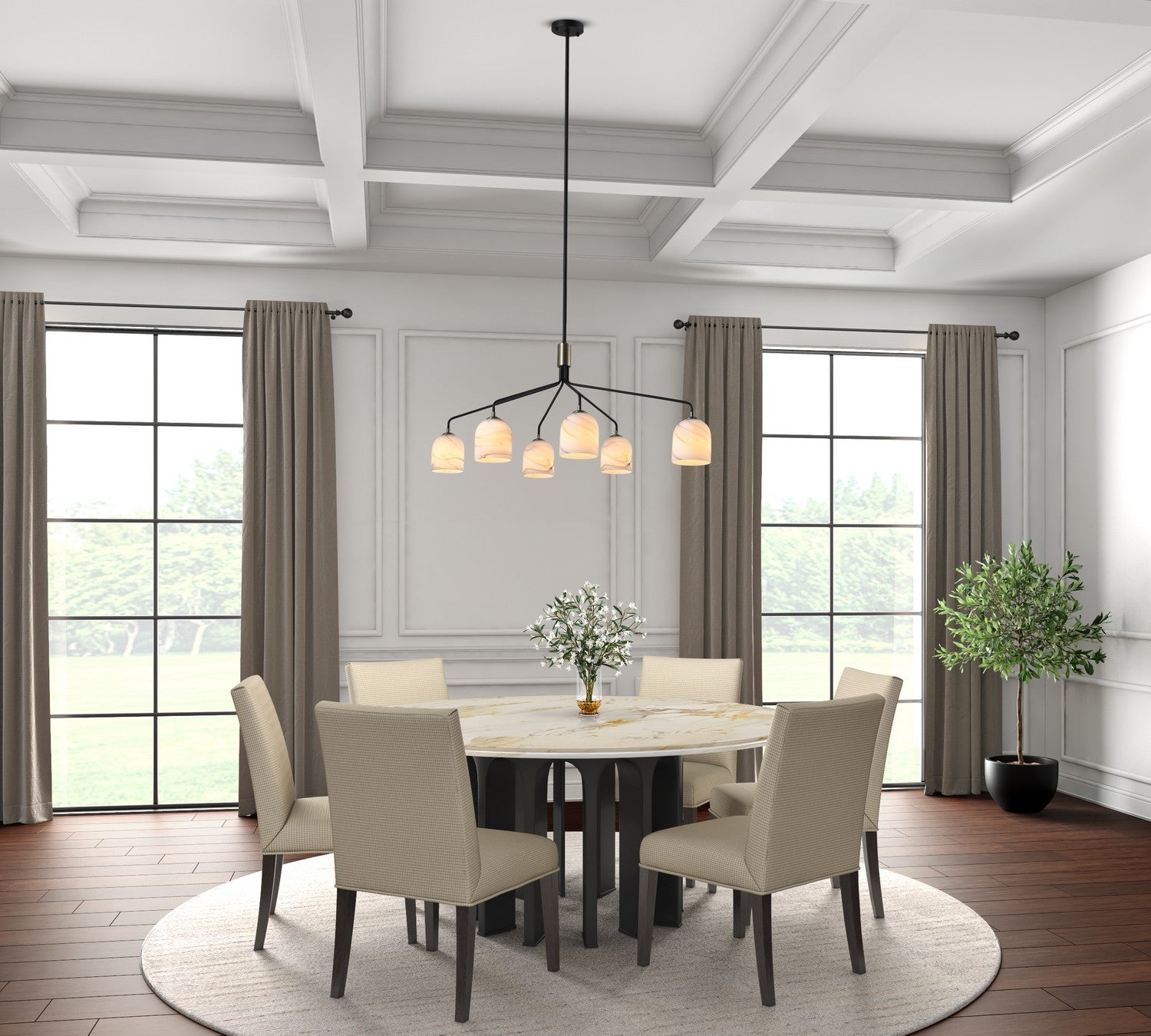 Artcraft Canada - SC13376BB - Six Light Chandelier - Crema - Black, Brushed Brass