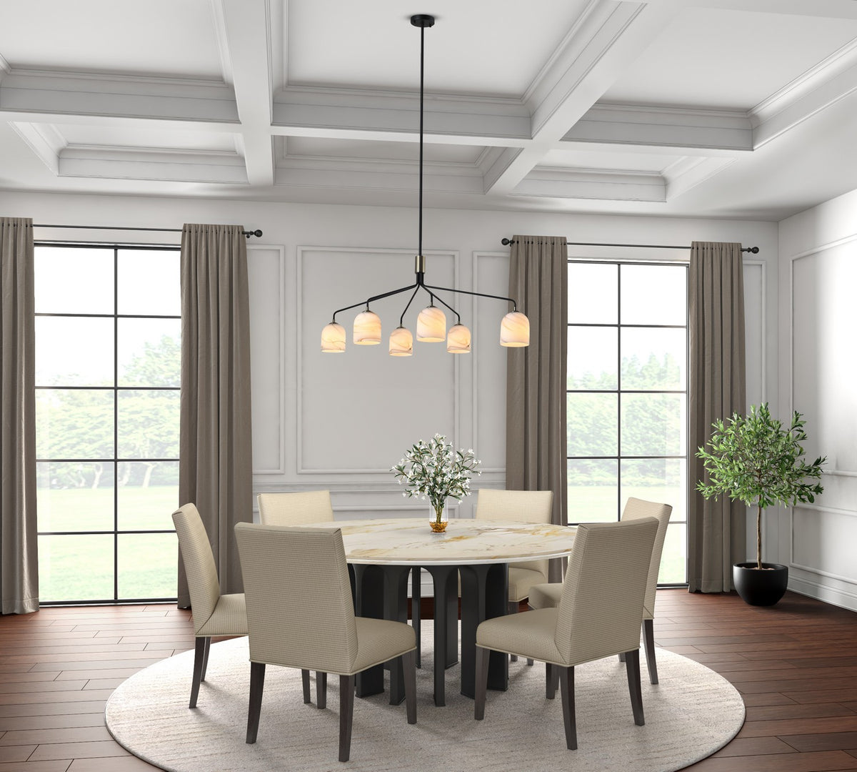 Artcraft Canada - SC13376BB - Six Light Chandelier - Crema - Black, Brushed Brass