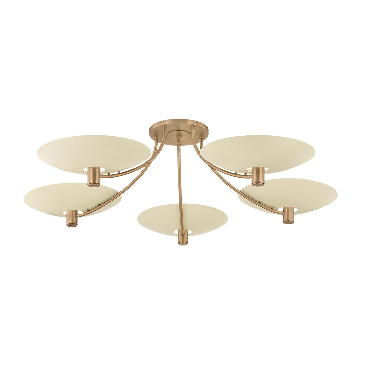 Troy Lighting Canada - C1160-PBR/SSD - Five Light Semi Flush Mount - Wolfe - Patina Brass/Soft Sand