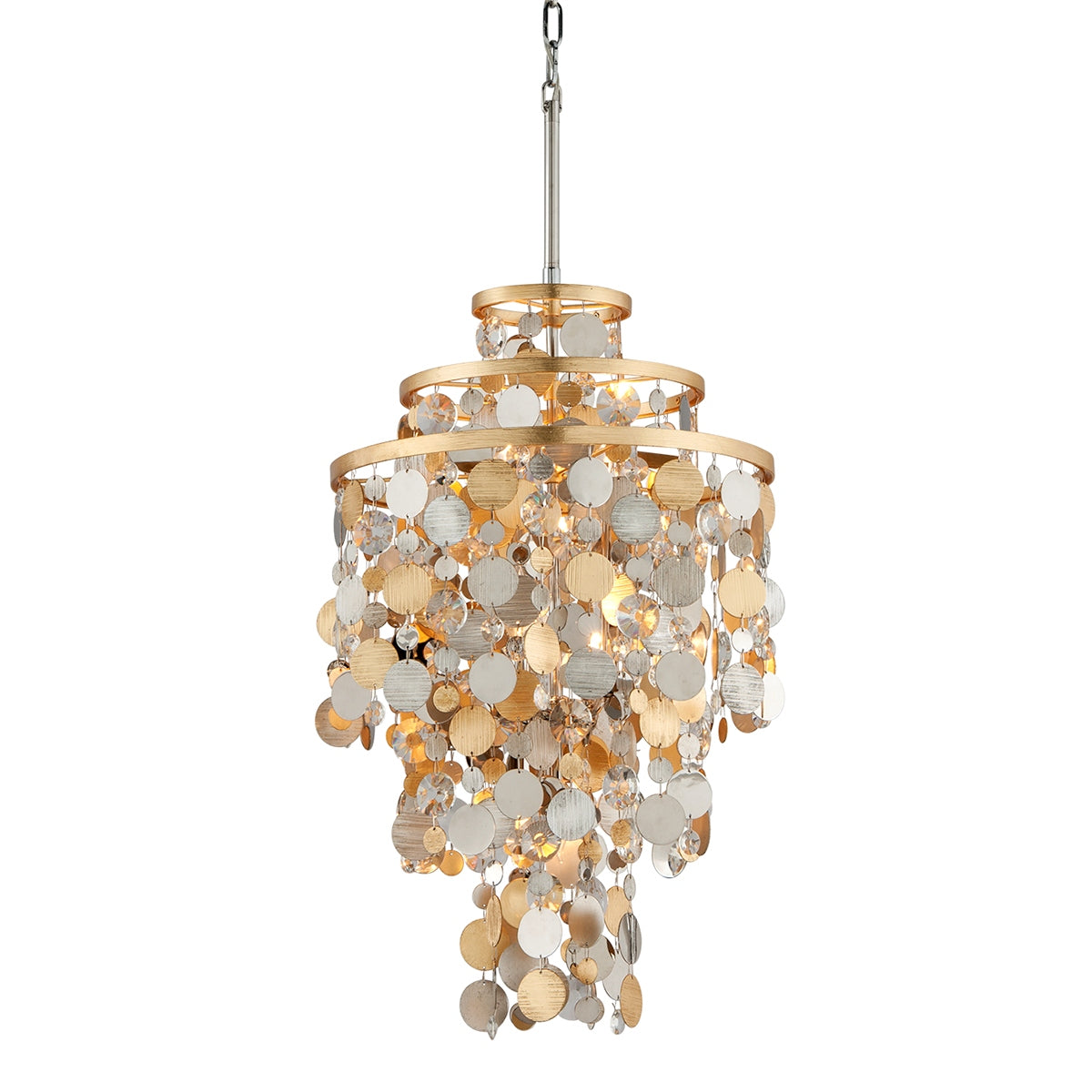 Corbett Lighting Canada - 215-45-SL/GL/SS - Cinq lampes Suspendu - Ambrosia - Feuille d'or et d'argent et acier inoxydable