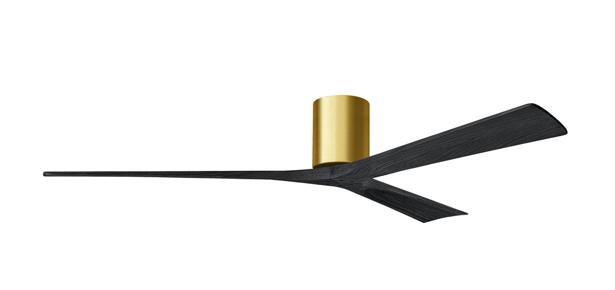 Matthews Fan Company - IR3H-BRBR-BK-72 - 72"Ceiling Fan - Irene-3H - Brushed Brass