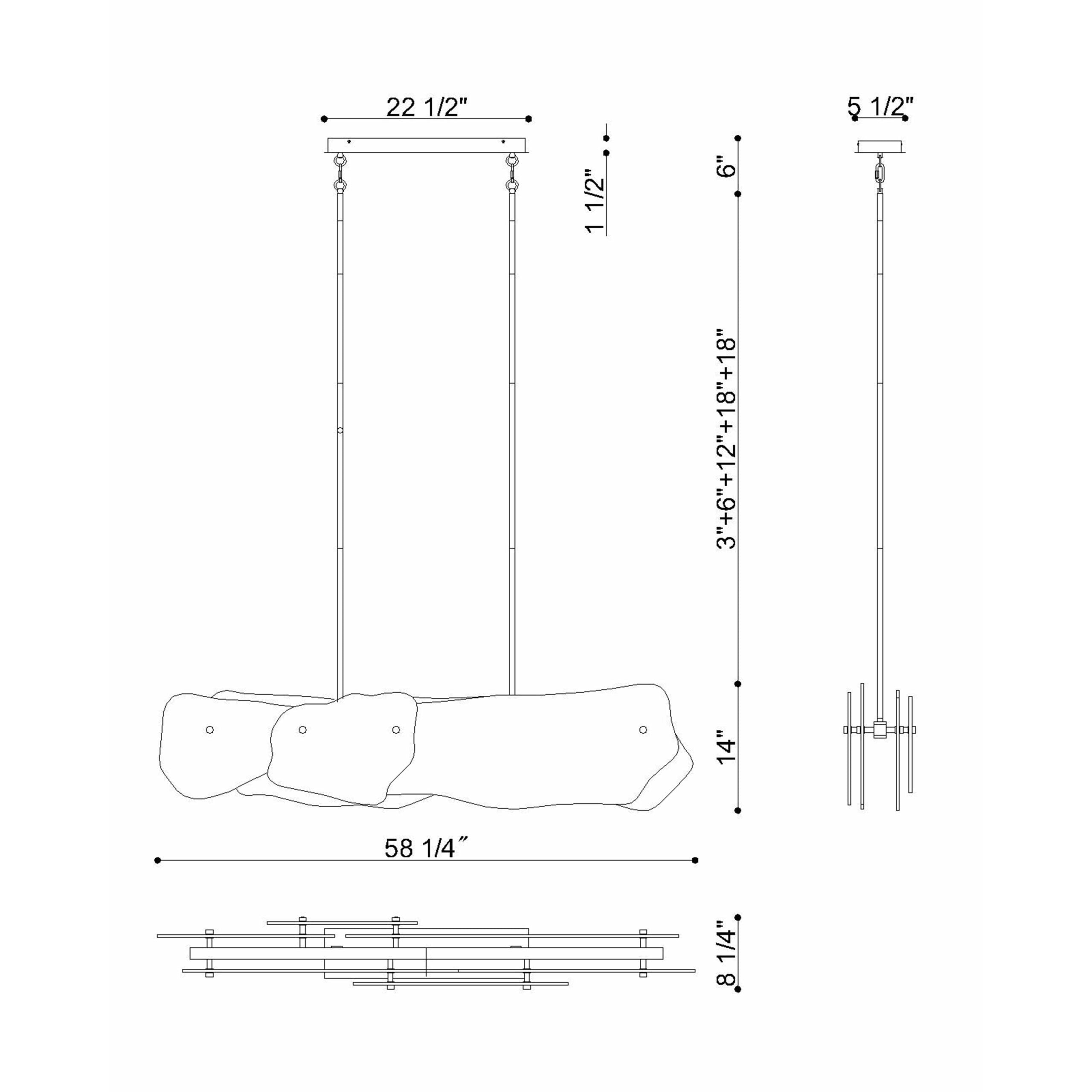 Europhase 50462-018 Grotto LED Linéaire Suspendu en nickel poli