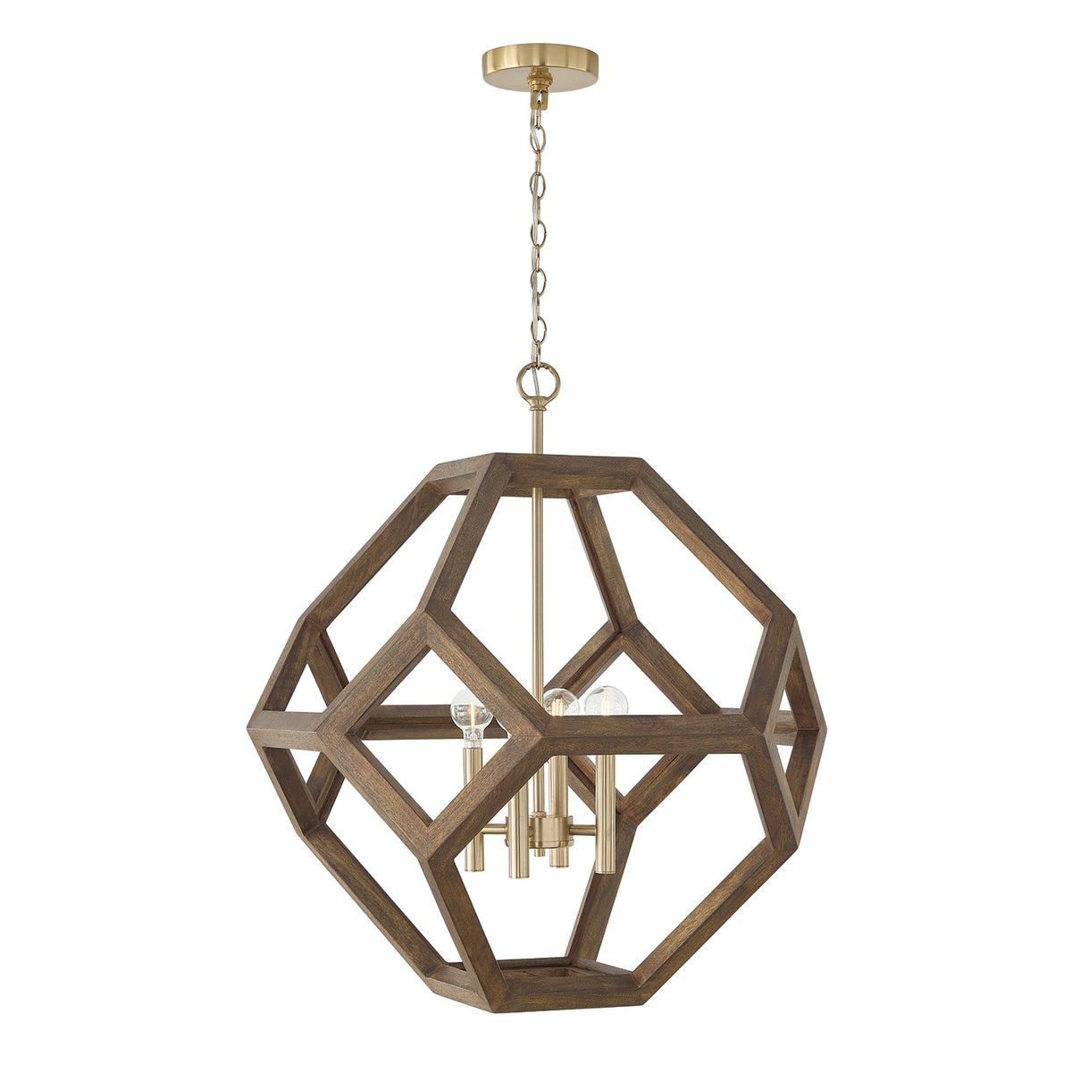 Éclairage Capital - 358441NM - Quatre lampes Suspension - Geo - Bois nordique et laiton mat