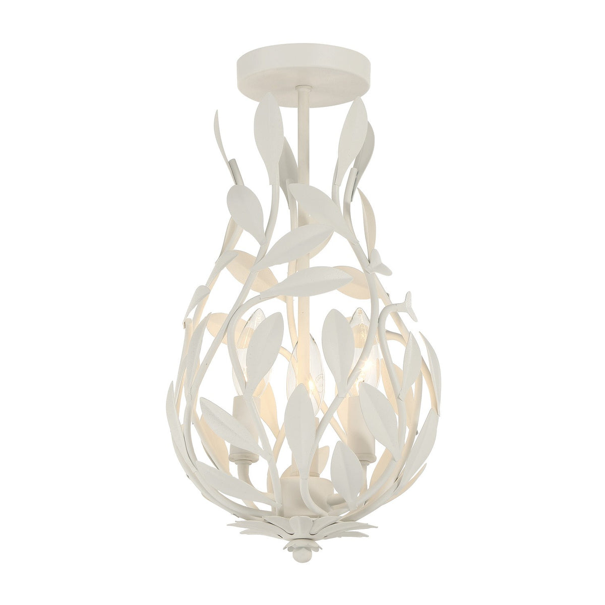 Crystorama - 565-MT_CEILING - Three Light Semi Flush Mount - Broche - Matte White