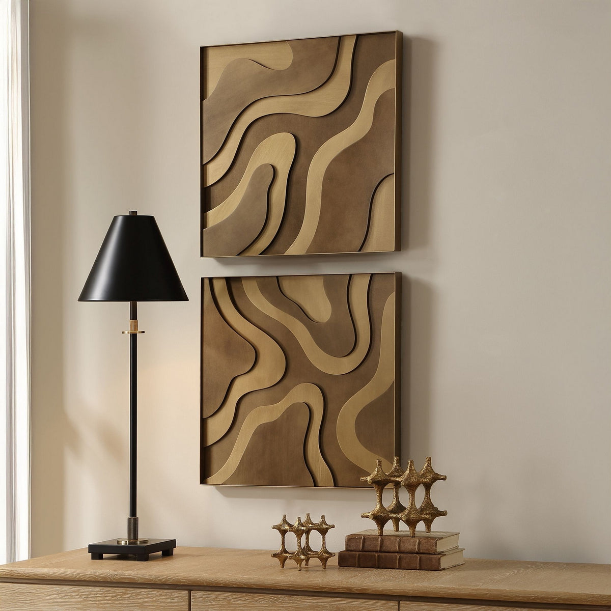Uttermost - 03502 - Ensemble de décoration murale (2 pièces) - Golden Terrain - Or antique et bronze