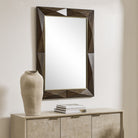 Uttermost - 08285 - Miroir - Diamant brut - Teinte noyer foncé avec acier inoxydable plaqué laiton