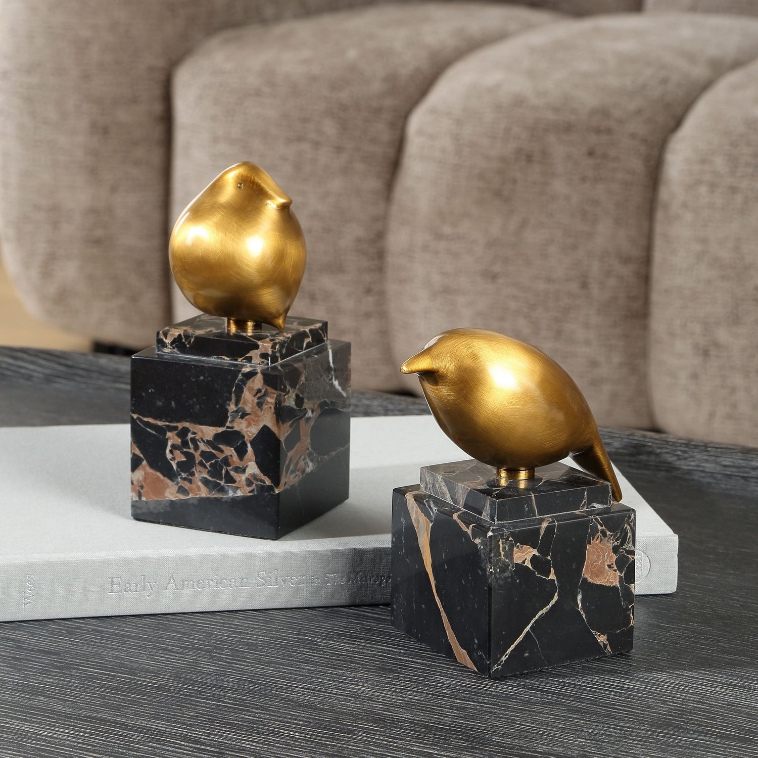 Uttermost - 18301 - Lot de 2 figurines - Chardonneret doré - Brun caramel