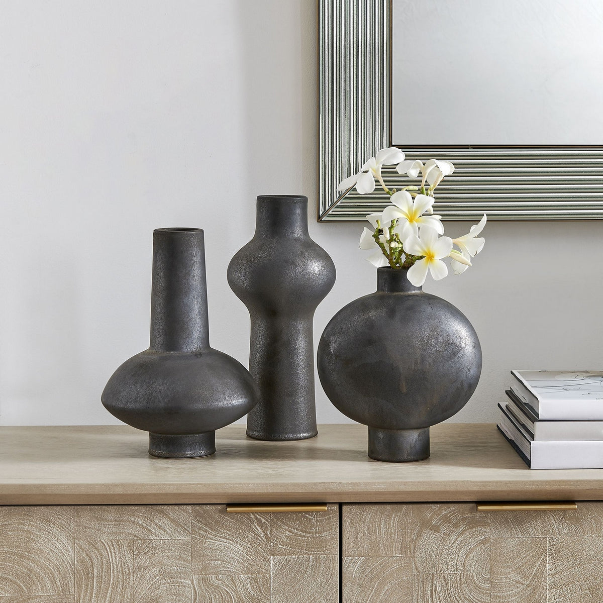 Uttermost - 18304 - Vases Set/3 - Charcoal Bloom - Distressed Black