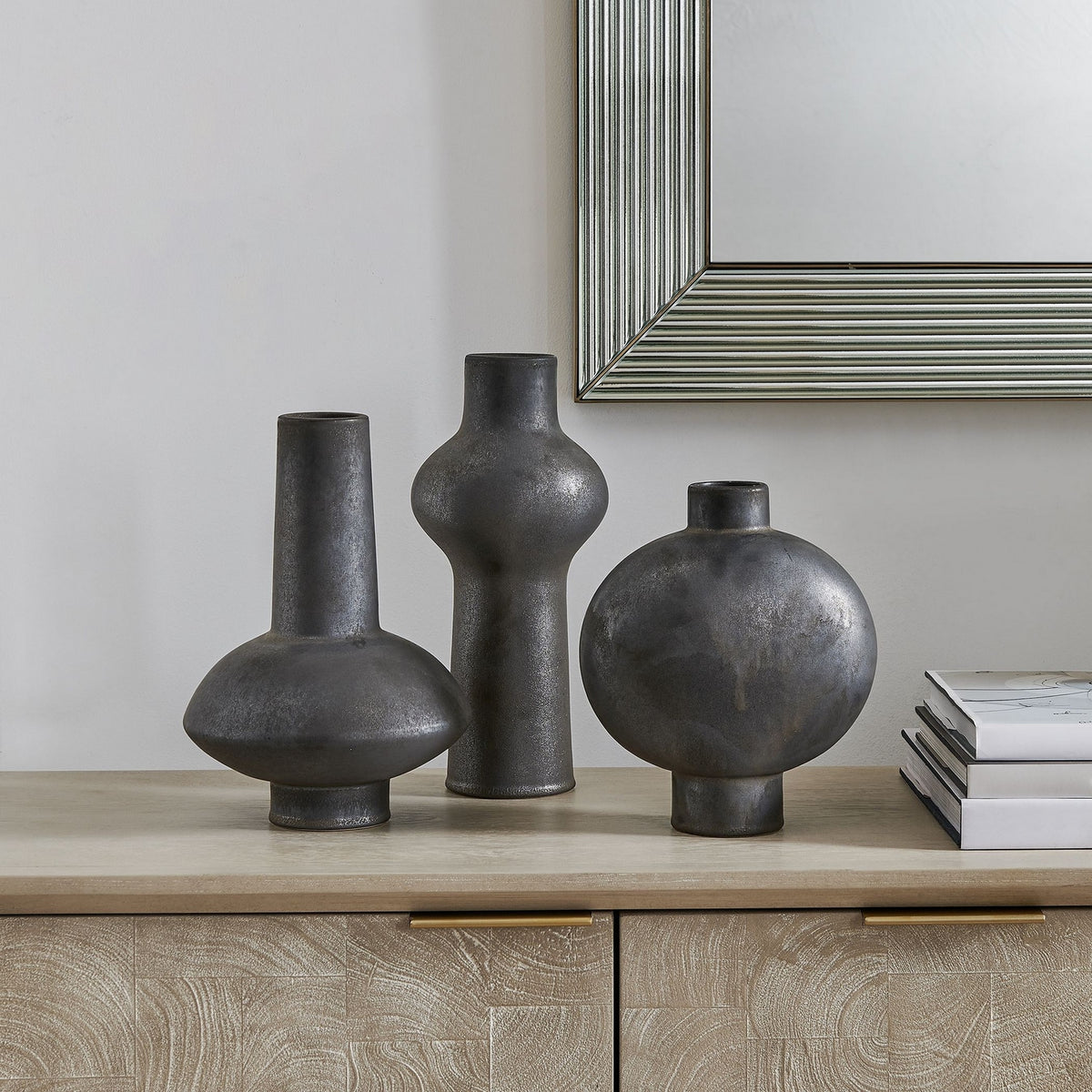 Uttermost - 18304 - Vases Set/3 - Charcoal Bloom - Distressed Black