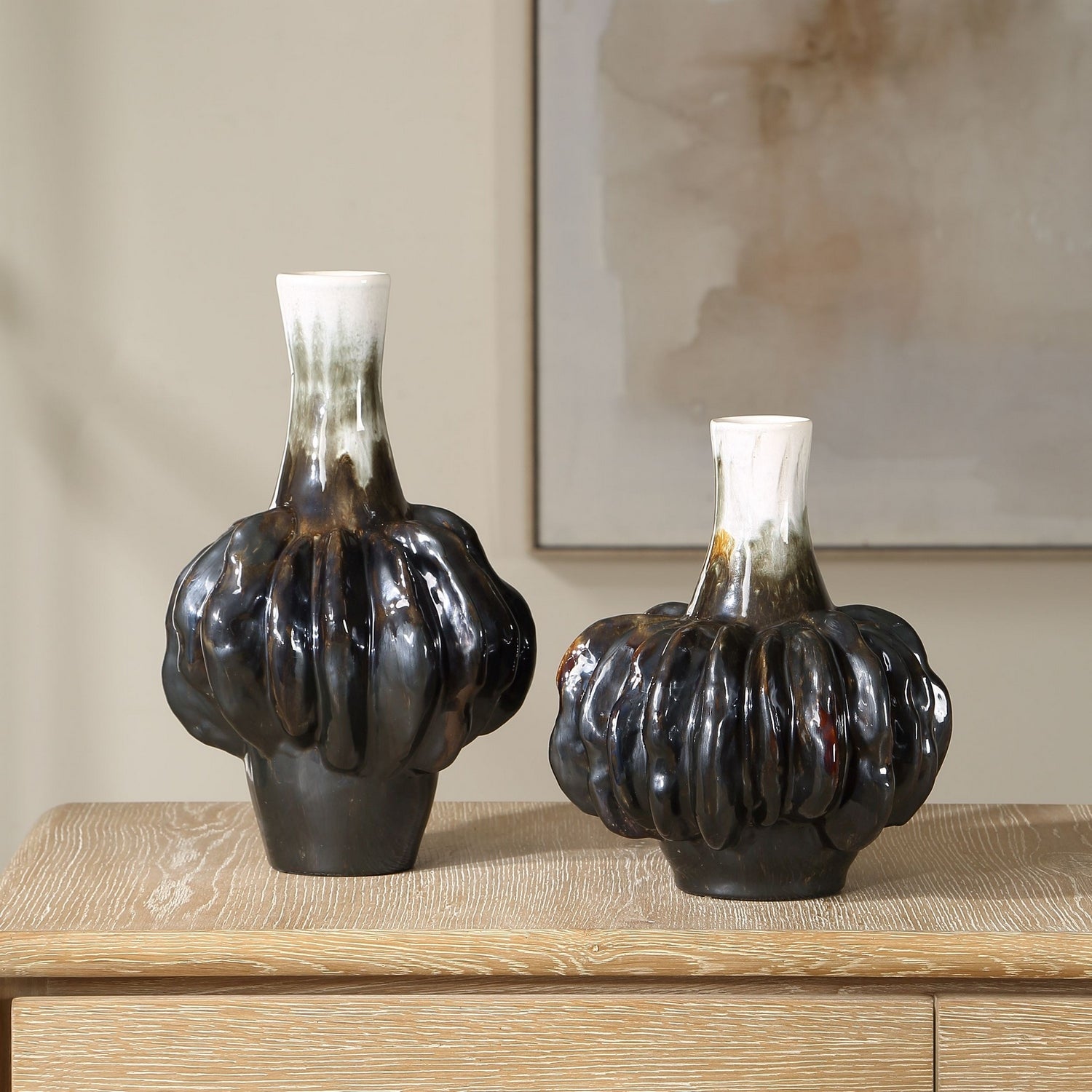 Uttermost - 18313 - Ensemble de 2 vases - Ombrien - Brun et bronze