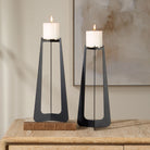 Uttermost - 18315 - Lot de 2 bougeoirs - Colonne - Noir mat
