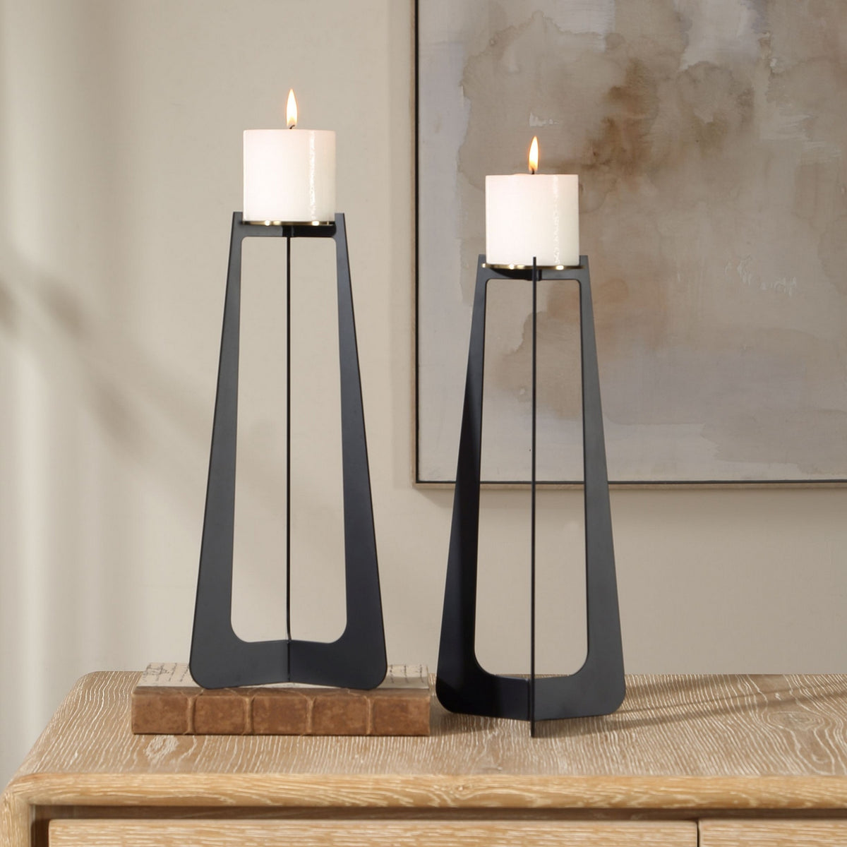 Uttermost - 18315 - Candleholders Set/2 - Columnar - Matte Black