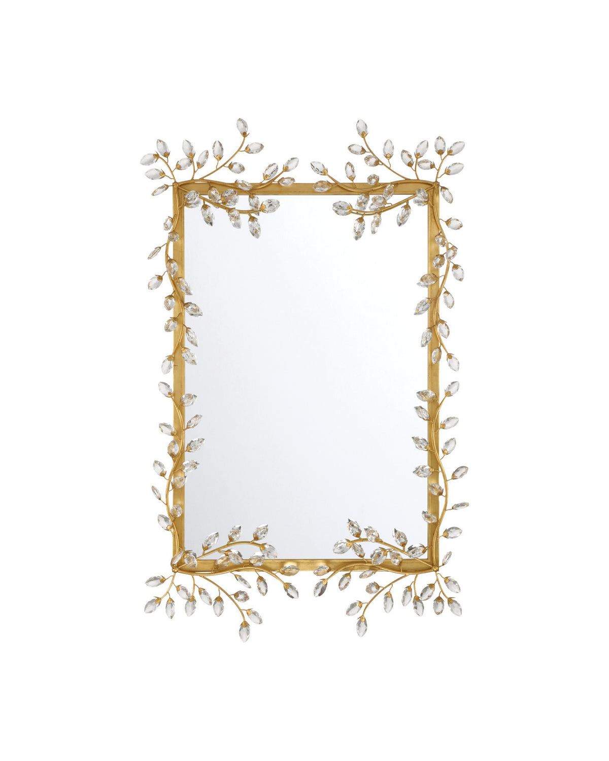 Currey and Company - 1000-0161 - Mirror - Forget-Me-Not - Clear / Chinois Gold Leaf