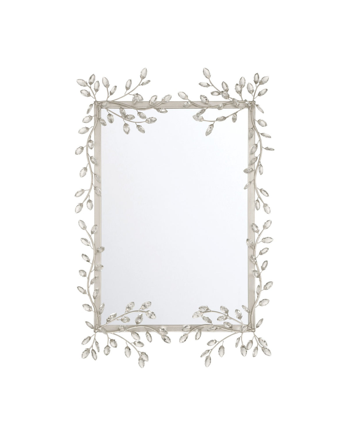 Currey and Company - 1000-0162 - Mirror - Forget-Me-Not - Clear / Silver Leaf