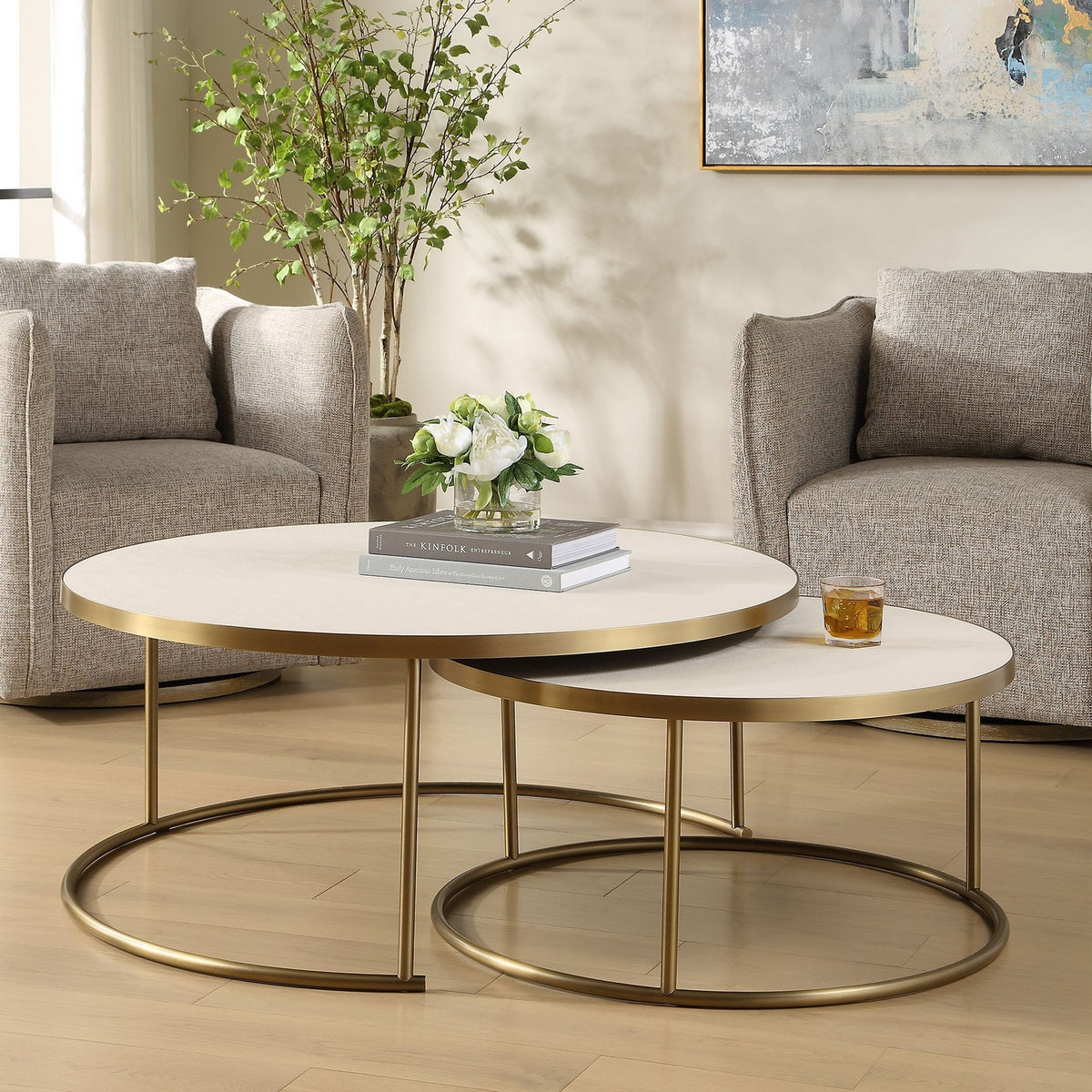 Uttermost - 50370 - Ensemble de 2 tables basses - Aragon - Laiton