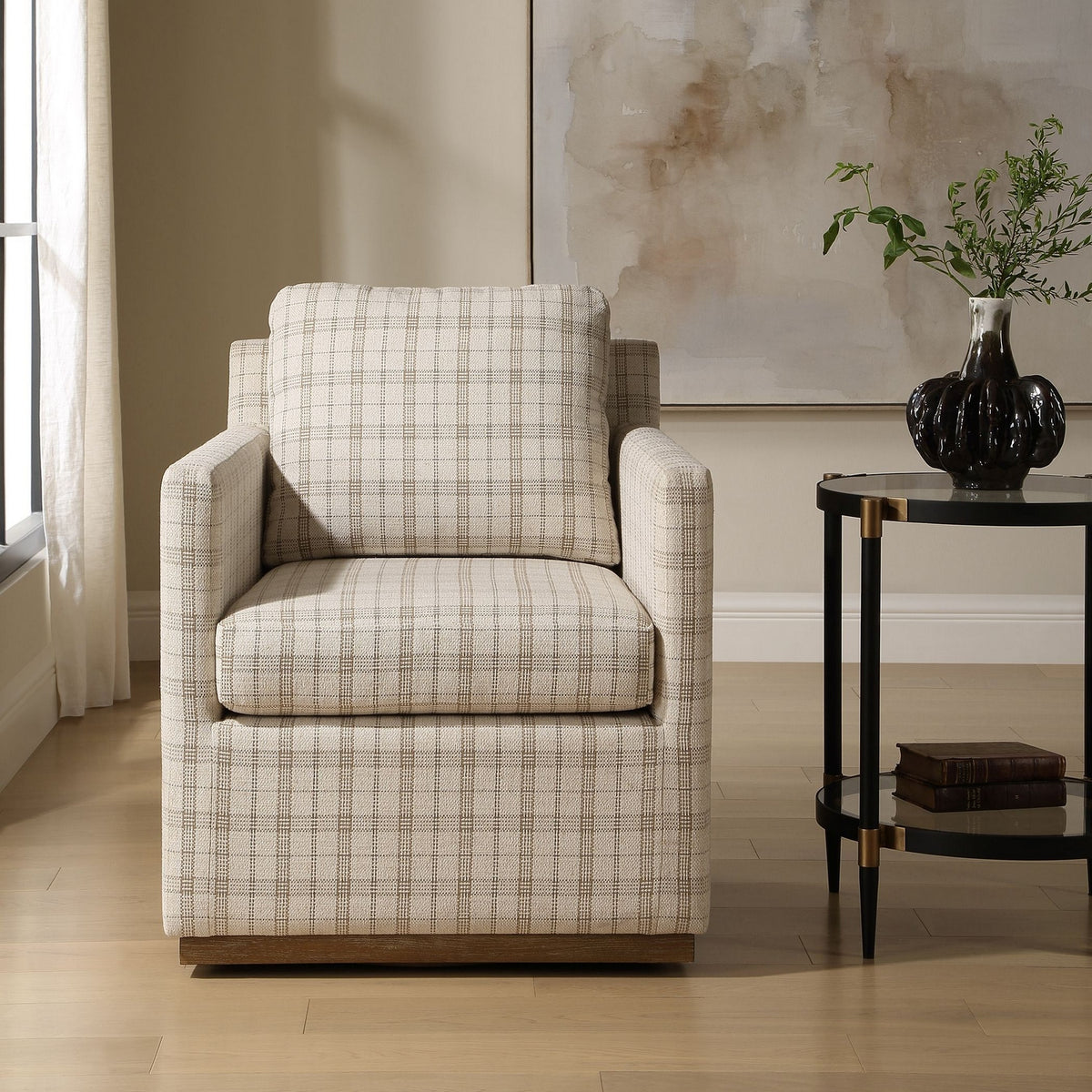 Uttermost - 53062 - Fauteuil pivotant - Basie - Chêne naturel