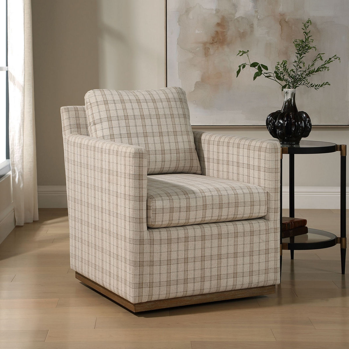 Uttermost - 53062 - Fauteuil pivotant - Basie - Chêne naturel