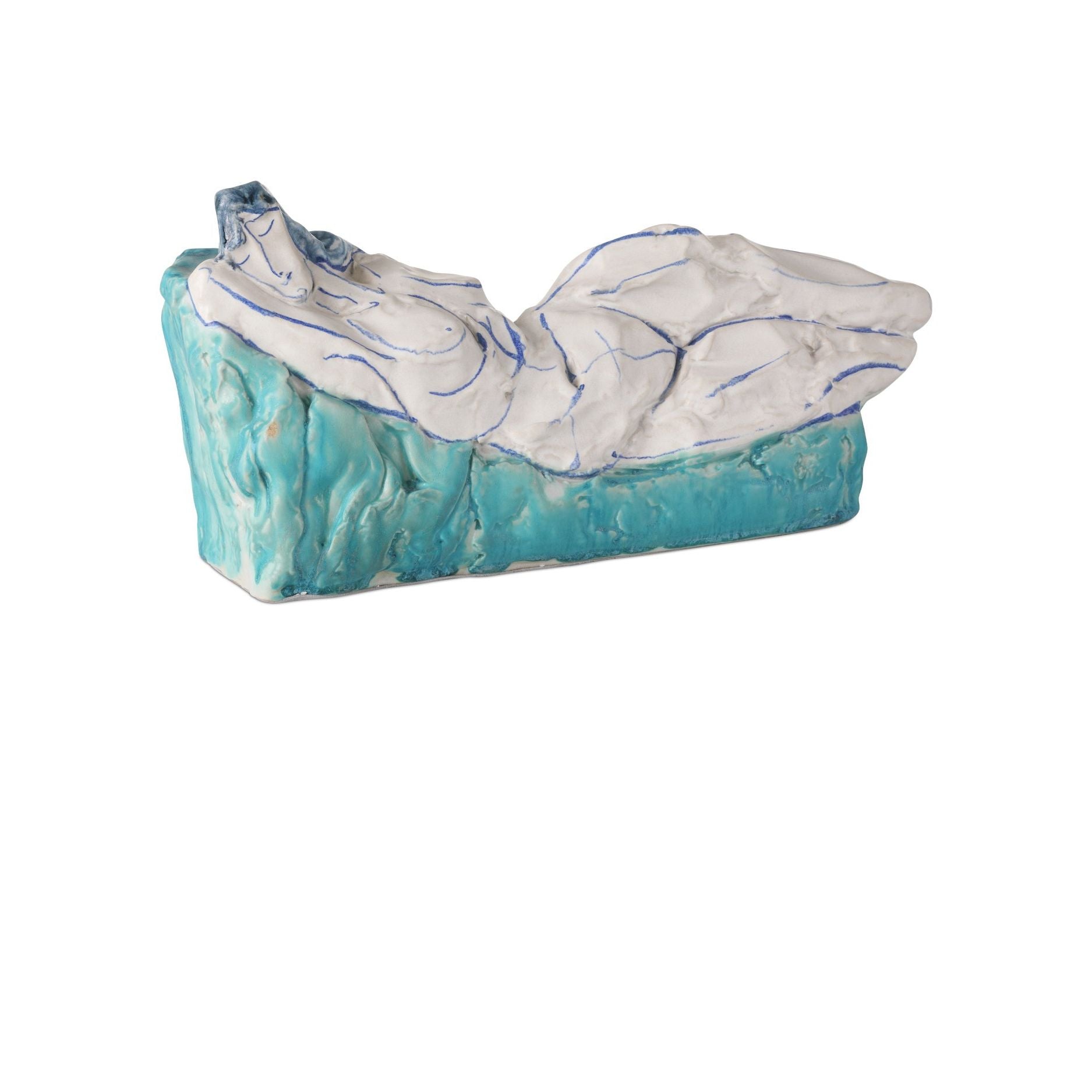 Currey and Company - 1200-0996 - Objet - Nu allongé - Bleu / Blanc cassé