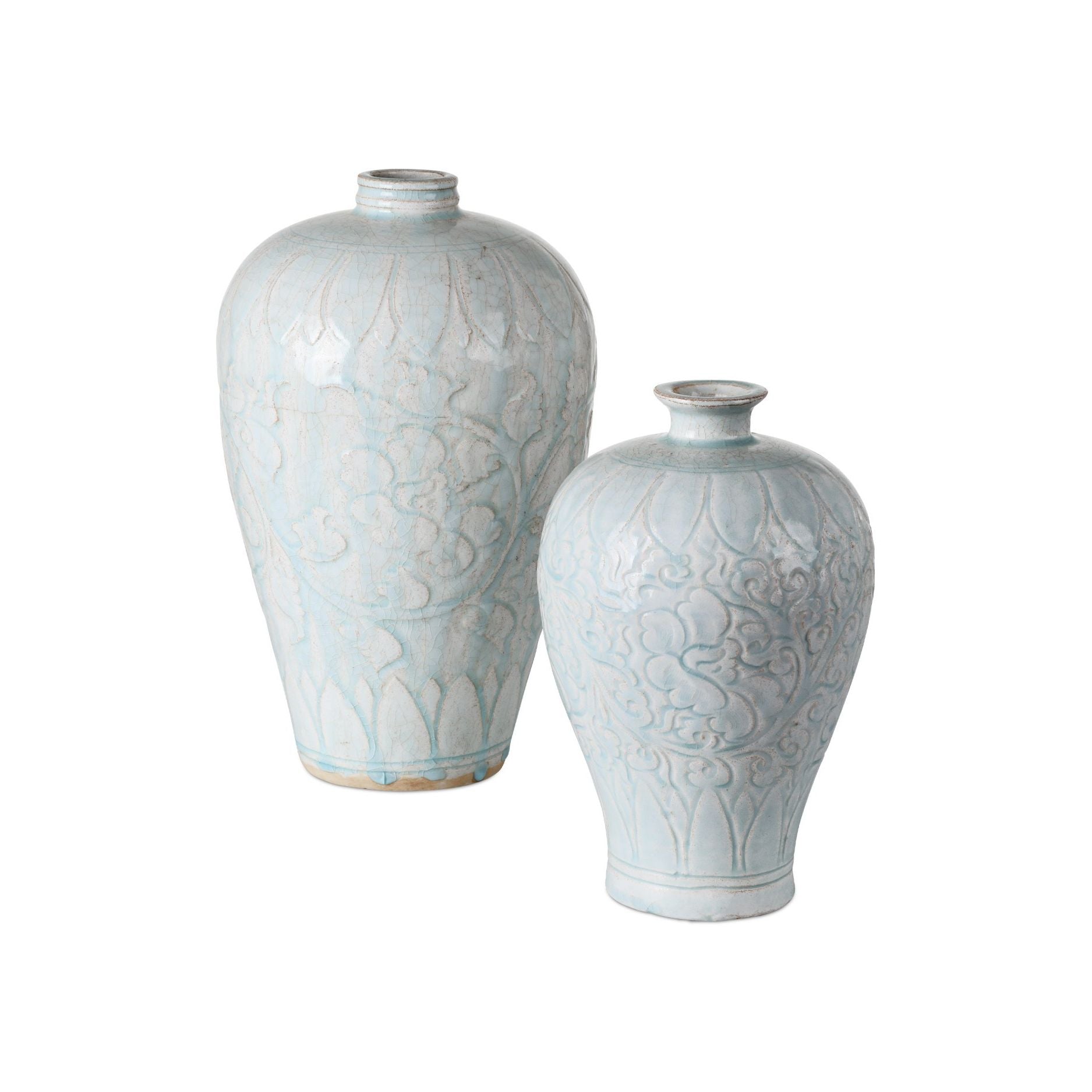 Currey and Company - 1200-1002 - Vase - Lot de 2 vases bleu clair de Nanjing - Bleu clair