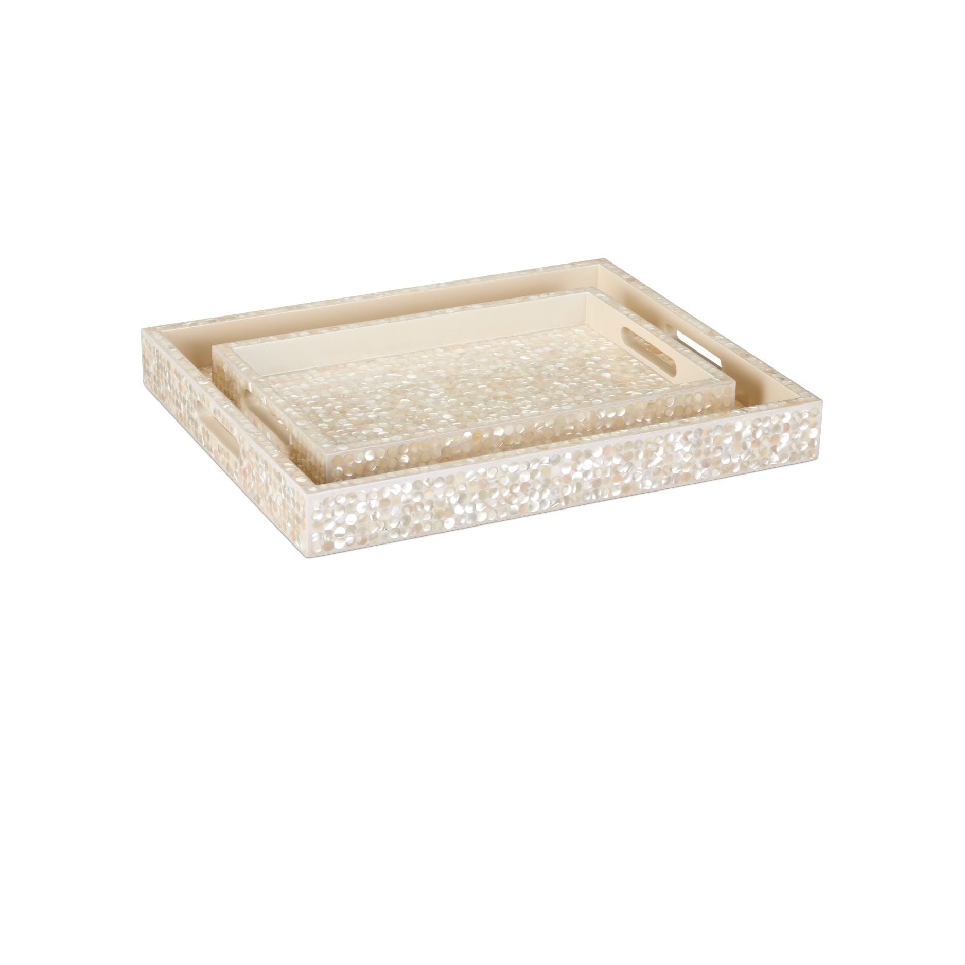 Currey and Company - 1200-1020 - Plateau, lot de 2 - Gerri Dot - Naturel