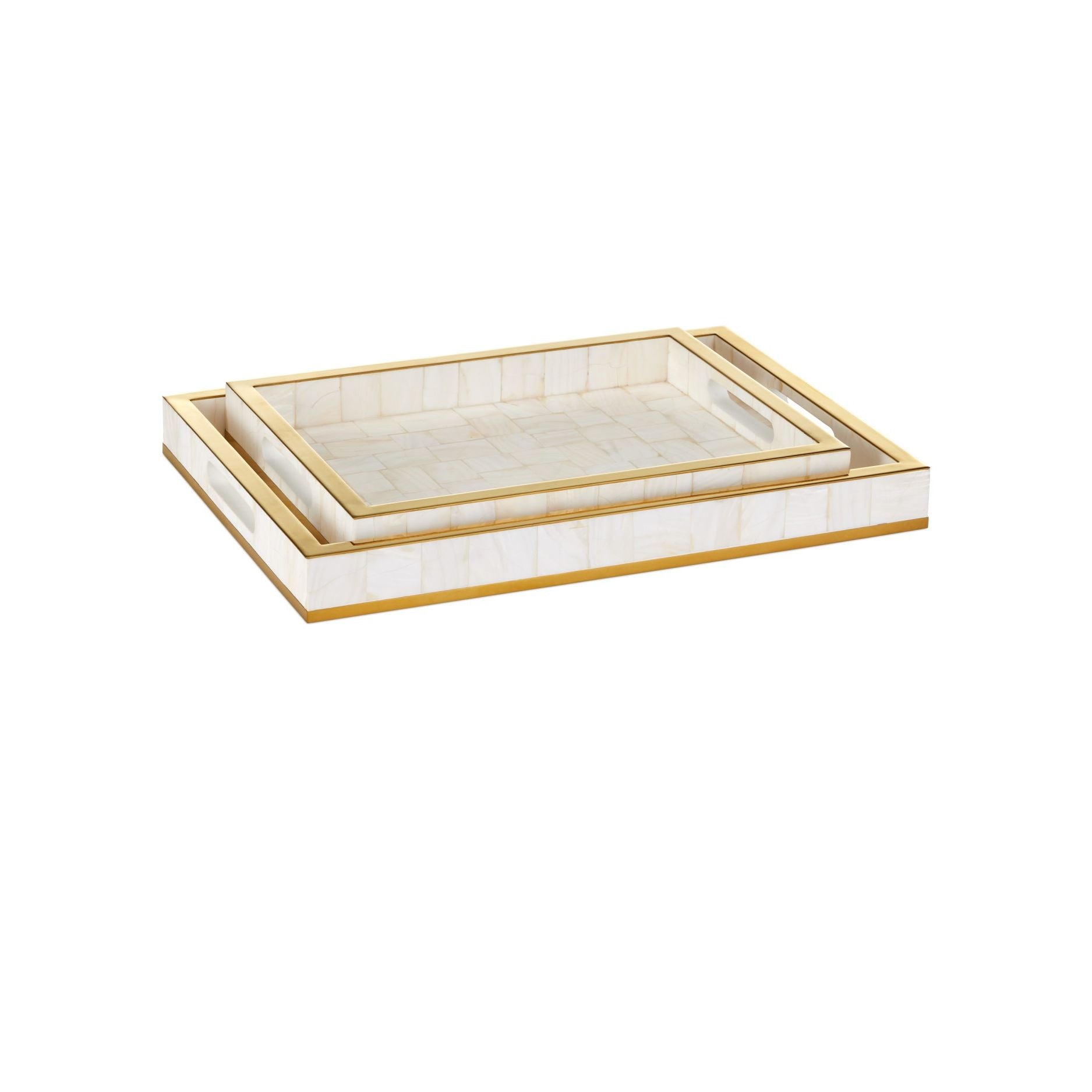 Currey and Company - 1200-1021 - Ensemble de 2 plateaux - Casey - Naturel / Laiton