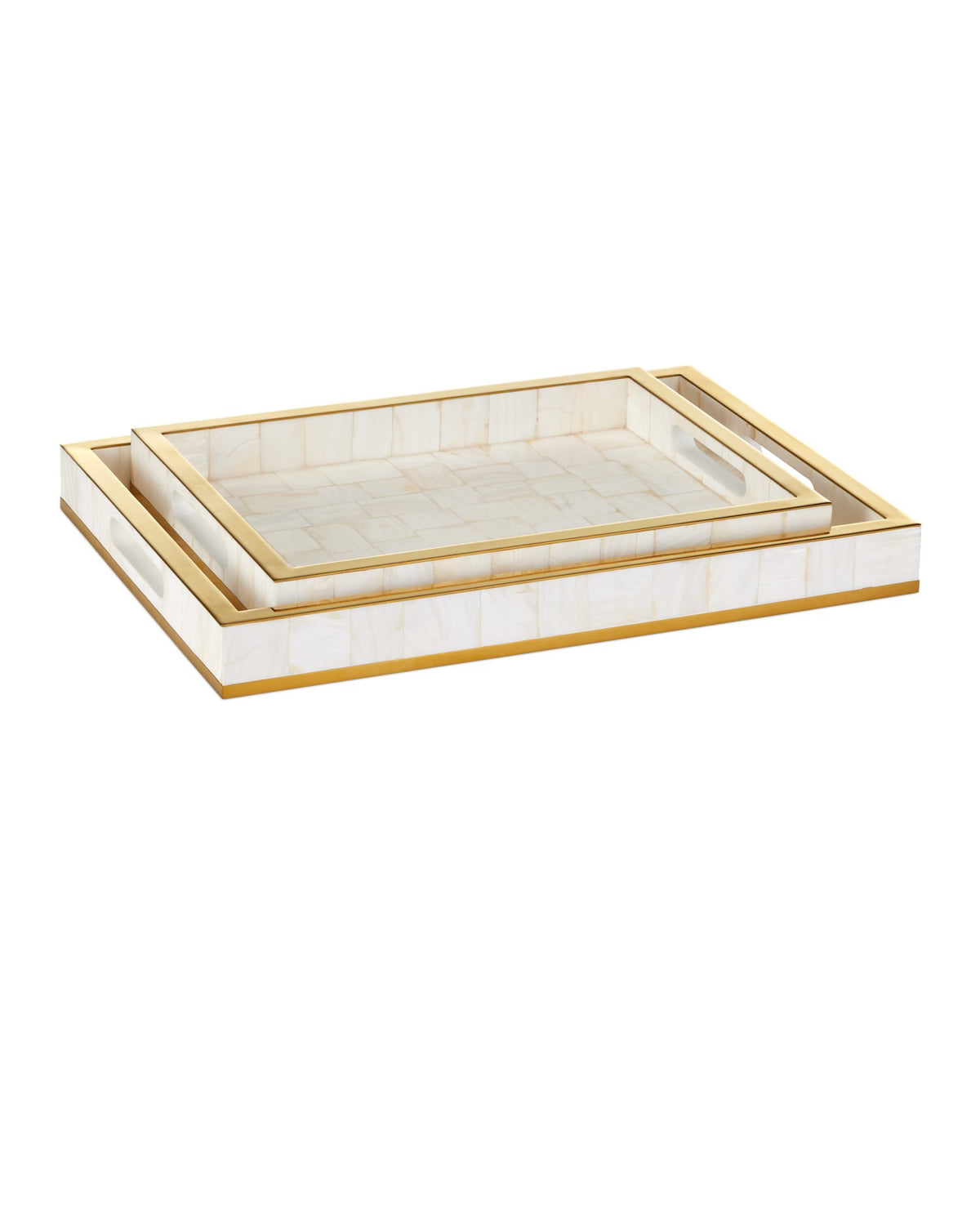 Currey and Company - 1200-1021 - Tray Set of 2 - Casey - Natural / Brass