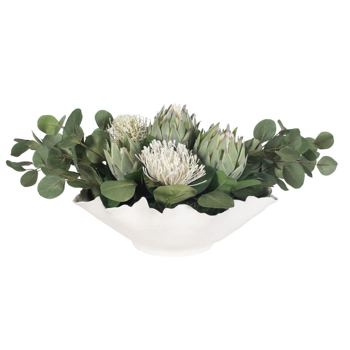 Uttermost - 60256 - Centre de table en forme de bol - Fleurs de protéa - Blanc