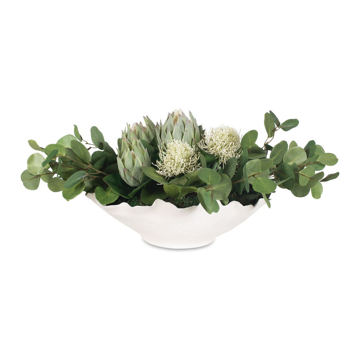 Uttermost - 60256 - Centre de table en forme de bol - Fleurs de protéa - Blanc