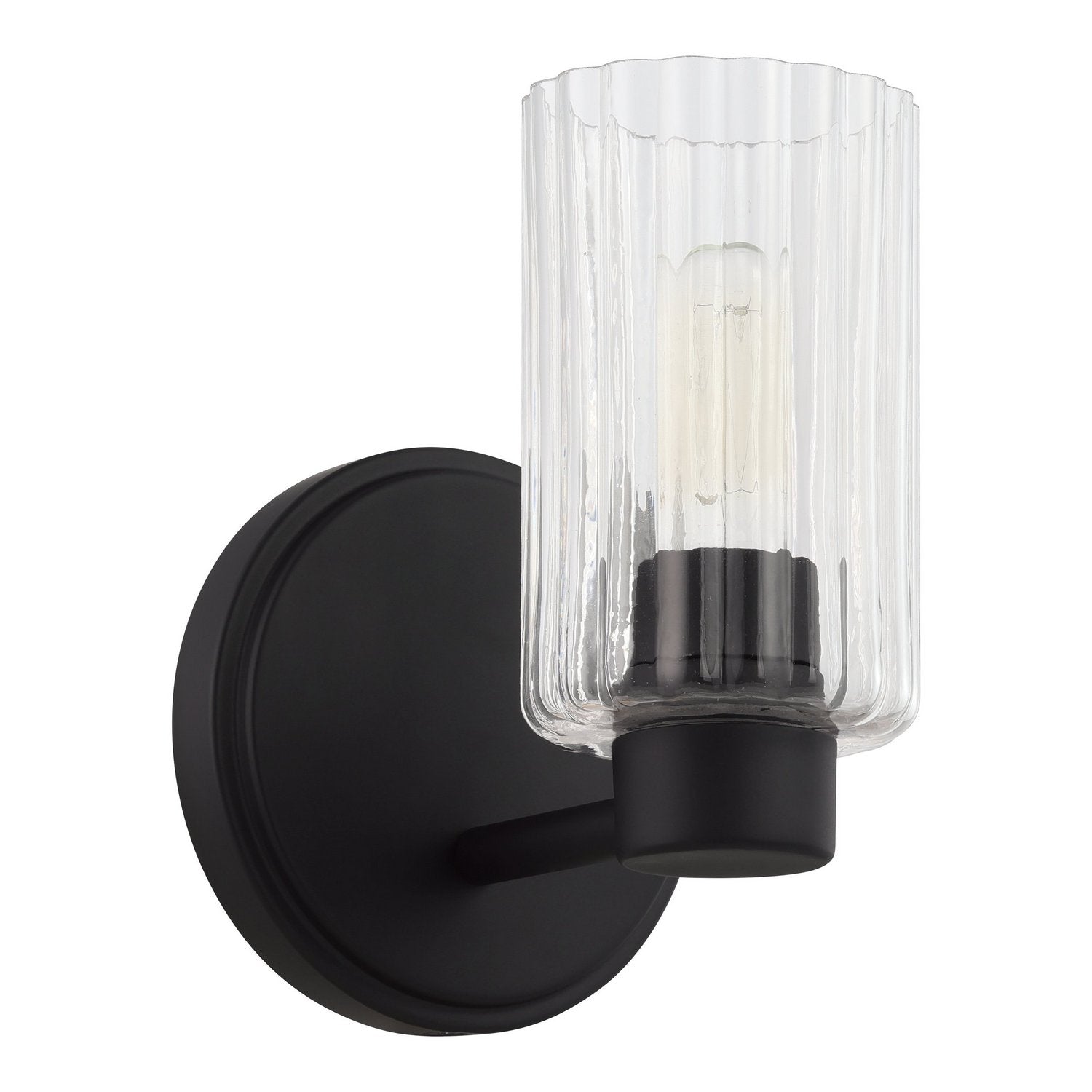 Éclairage de thèse 207023A Bedminster Murale en noir mat, transparent nervuré