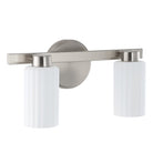 Thesis Lighting 207035A Bedminster Vanity in Brushed Nickel, Opal Ribbed