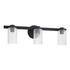 Thesis Lighting 207037A Bedminster Vanity in Matte Black, Clear Ribbed