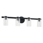 Thesis Lighting 207043A Bedminster Vanity in Matte Black, Clear Ribbed