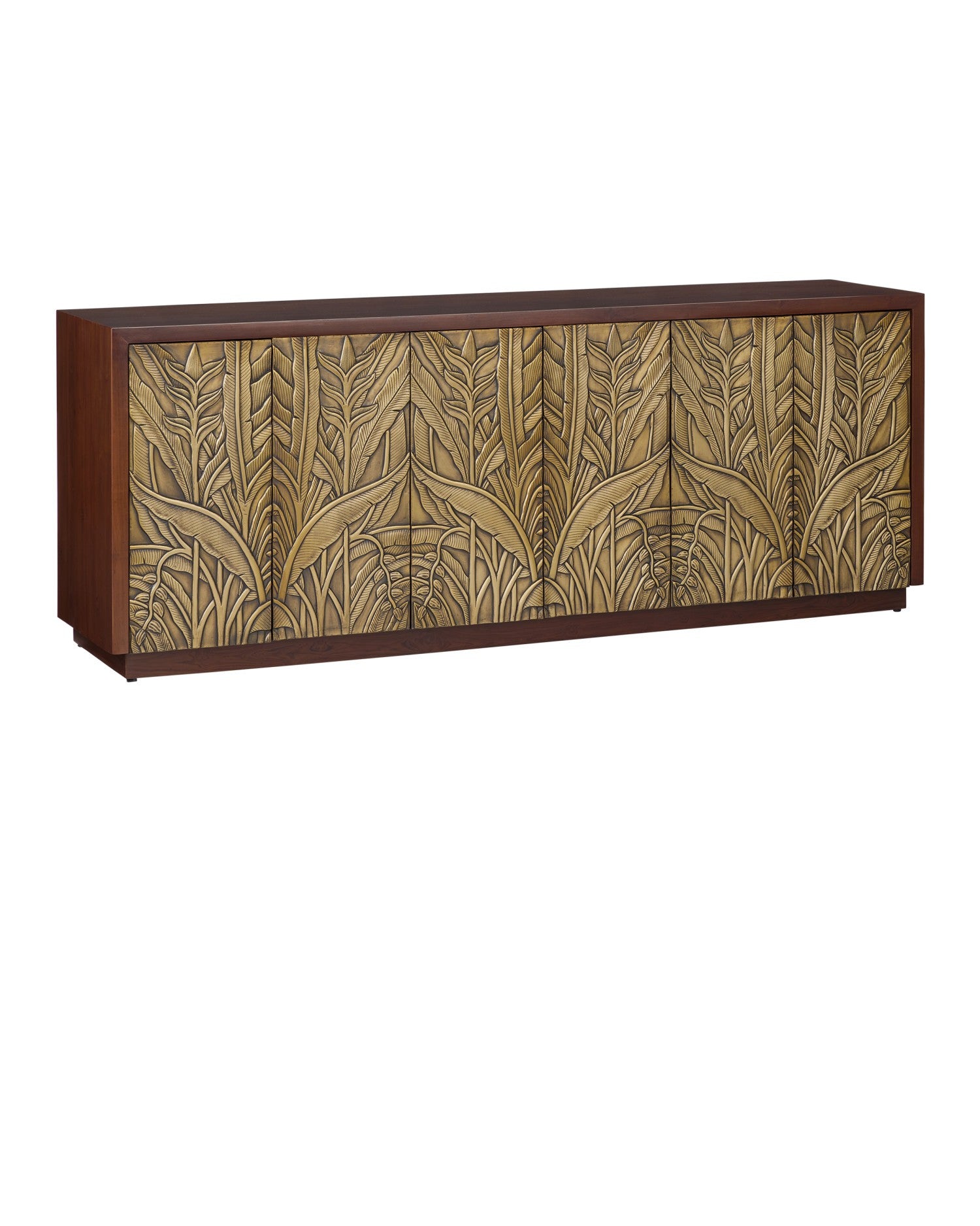 Currey and Company - 3000-0324 - Credenza - Jardin - Walnut / Antique Brass